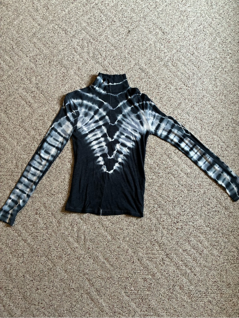 We The Free Black & White Tie-Dye Mock Neck Long Sleeve Tee